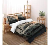 Super Coche Clásico Frente Juego De Ropa De Cama Impresión 3D Vehículo Microfibra Antialérgica con Cremallera Oculta para Niños,Niñas,Adolescentes Tamaño King（220x240cm）