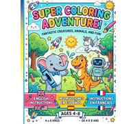 Super Coloring Adventure: Games and activities in three different languages: English, Spanish, and French: Coloring book with games that includes instructions in English, Spanish and French