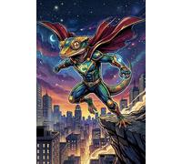 Super Crested Gecko Journal - Superhero Lizard Notebook (Comic Cover): Part of the Lizard Collection - For Kids, Teens & Adults - Lined Pages