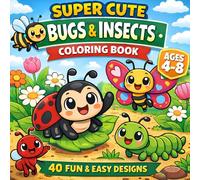 Super Cute Bugs & Insects Coloring Book for Kids Ages 4-8: 40 Fun and Easy Designs with Simple and Bold Coloring Pages (Super Cute Animals Series)