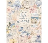 Super Cute Coastal Aesthetic Journal for Women, Sea Theme College Ruled Notebook, Seashell & Tropical Summer Women & Girls Gift for Writing, Planning ... Beach Bows Collage, Seashells & Ocean Waves