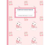 Super Cute Coquette Composition Notebook Cat, Cherry & Bow Pastel Pink: Wide Ruled Preppy Y2K Girly Design Journal; Cool Cats School Supplies For Girls, Kids, Teens; Perfect Gift For Girl, Teen