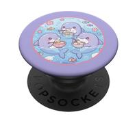 Super Cute Delfines Comiendo Sopa Dumplings Anime Ocean Design PopSockets PopGrip Adhesivo