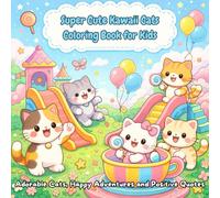 Super Cute Kawaii Cats Coloring Book for Kids: 50 Fun and Easy Kawaii Kitten Coloring Pages for Kids Ages 4-8 | Adorable Cats, Happy Adventures and Positive Quotes
