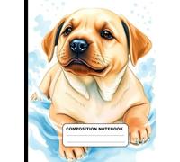 Super Cute Labrador Puppy Swimming Wide Ruled Composition Notebook: Dog Themed Notebook 7.5 Inches x 9.25 Inches 110 Pages