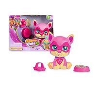 SUPER CUTE LITTLE BABIES - Super Puppies, mascotas de las bebés superheroínas SuperCute, perritos de juguete interactivos, con sonidos, platito para comer y peine, capa y antifaz, Famosa