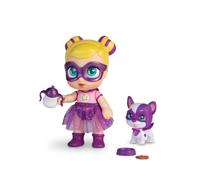 Super Cute Mini Glitzy Cool Doll with Puppy - Sofi & Wanda, muñeca articulada de 12 cm con Cachorro, Trajes y Accesorios de superhéroe, Adecuada para Edades de 4 años en adelante