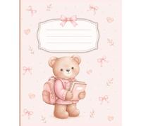 Super Cute Preppy Aesthetic Composition Notebook With Pink Elements & Teddy Bear Ready For School: Wide Ruled Journal for Girls, Kids, Teens; Y2K Cool Girly School Supply