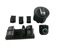 SUPER DAFI Mando Elevalunas Coche para Golf 5 6 Mk5 para para Passat B6 para Touran para Seat 5ND941431B 5ND959855 Interruptor De Faro Cromado Maestro Ventana Eléctrica(6PCS Auto Function)