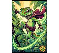 Super Day Gecko Journal - Superhero Lizard Notebook (Comic Cover): Part of the Lizard Collection - For Kids, Teens & Adults - Unlined Pages