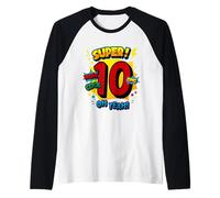 Super décimo cumpleaños, cómic, Arte Pop, guau, Genial, Dios mío, oh, sí, niños Camiseta Manga Raglan