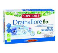 SUPERDIET - DRAINAFLORE BIO - Drenaje & Desintoxicación - Programa completo de desintoxicación de los 5 emuntorios - Made in France - 20 ampollas de 15 ml