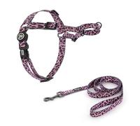 SUPER DOGGY Arnes Antitirones para Perro - Arnés Easy Walk con Correa - Collar de Pecho para Perro Grande, Mediano y Pequeño - Adiestramiento, Evita Asfixia y Ajustable (S, Pink Leopard)