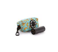 SUPER DOGGY Dispensador de Bolsas Caca Perro - Porta Bolsas de Excrementos con Mosqueton - Bolso Accesorios para Mascotas - Incluye un Rollo de Bolsitas (Blue Bananas)