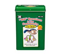 Super Duper Publications WH Questions in The Community Fun Deck Tarjetas de aprendizaje | Who, qué, dónde, cuándo, por qué preguntas básicas y personales | Recurso educativo de aprendizaje para niños