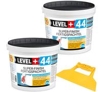 Super Finish - Masilla de acabado Q1-Q4 (10 kg + 10 kg, perfecta lisa, para interiores, incluye espátula de plástico sin dentadura RM44)