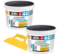 Super Finish Q1-Q4 - Espátula para acabado, 5 kg + 5 kg, masilla perfecta lisa, color blanco para interiores + espátula de plástico sin dentado juego RM44