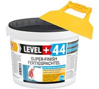 Super Finish Q1-Q4 - Espátula para acabado, 5 kg, masilla perfecta lisa, color blanco para interiores + espátula de plástico sin dentado juego RM44