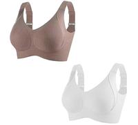 Super Firming Wire-Free Bra All-Day Comfort No More Sagging Women's Ribbed Adjustable Wireless Bra (D,XL)