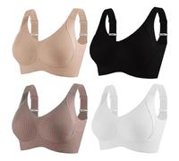 Super Firming Wire-Free Bra All-Day Comfort No More Sagging Women's Ribbed Adjustable Wireless Bra (G,M)