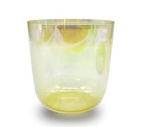 SUPER FOREST Cuenco de cristal de cuarzo transparente de 6 pulgadas, para ajustar el estado emocional, curación de sonido y meditación, equilibrio del chakra corporal (amarillo, 432 Hz)