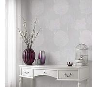 Super fresco Papel pintado floral con purpurina gris fácil