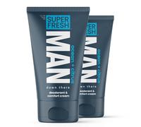 Super Fresh Man Parts - Desodorante para hombre, loción desodorizante con aloe, sin talco, sin parabenos, sin aluminio, loción protectora transparente, 4 onzas (paquete de 2)