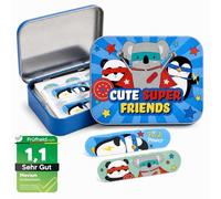 Super Friends Tiritas Infantiles - 24 Apósitos Adhesivos Resistentes al Agua e Hipoalergénicos en Caja Metálica - Tiritas para Heridas de Niños con Diseño Oficial Super Friends