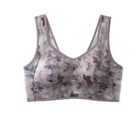 Super Gather Bra Ice Silk Lace Cooling Comfort Bra, Soft Lace Everyday Comfort Corset for Woman (Beige,5XL)