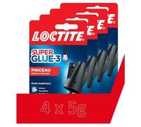 Super Glue 3 Brush Pack de 4, adhesivo potente, fácil de usar con un pincel, adhesivo líquido de secado instantáneo, adhesivo transparente, 4 frascos de adhesivo de 5 g cada uno