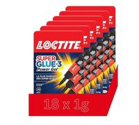 Super Glue-3 Power Gel Mini Trio, pegamento fuerte enriquecido con goma, mini dosis de pegamento de gel ultra resistente, secado inmediato, pegamento transparente (18 x 1g)