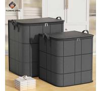 ¡Súper gran capacidad! Bolsa de almacenamiento tejida negra gruesa para uso doméstico, ropa, mantas, edredones de algodón, herramientas de organización y movimiento XL-Extra large