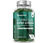 Gummies Super Greens - Potente Mezcla de 8 Extractos Vegetales + 7 Vitaminas y Minerales - 90 Gominolas con Sabor a Frambuesa