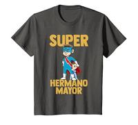 Super Hermano Mayor Bebé Superhéroe Camiseta, Niños, Asfalto, 12 años