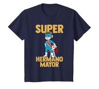 Super Hermano Mayor Bebé Superhéroe Camiseta, Niños, Azul Marino, 12 años