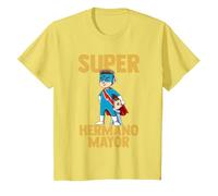 Super Hermano Mayor Bebé Superhéroe Camiseta, Niños, Limón, 12 años
