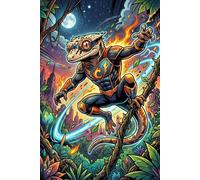 Super Hero Dalmatian Crested Gecko Journal (Comic Cover): Part of the Lizard Collection - For Kids, Teens & Adults - Lined Pages