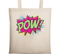 Super Hero POW Funny Art - Bolsa de algodón ecológico natural, color beige, beige, Talla única