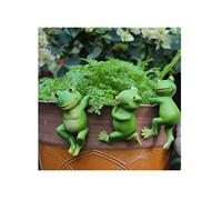 Super Idee Juego de 3 bonitas ranas colgantes para estanque mini estanque juego de decoración para estanque mini estanque terraza cinc macetero jardín balcón terraza estanque maceta decorativa