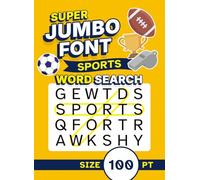 Super Jumbo Font Sports Word Search Size 100 pt: Puzzle Book with Giant XL Print for Visually Impaired Adults