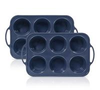 SUPER KITCHEN 2 Piezas Moldes Magdalenas Silicona, 6 Huecos con Asas