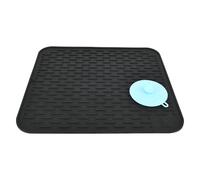 SUPER KITCHEN Grande Escurreplatos Silicona con un Esponja de Silicona, Alfombrilla Escurreplatos, Esteras de Secado, Salvamanteles Resistente al Calor, para Cocina, Encimera (45×40 cm, Negro)