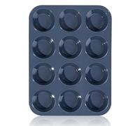 SUPER KITCHEN Grande Molde de Silicona para 12 Magdalenas, Bandejas para Hornear Muffin con Recubrimiento Antiadherente para Muffins, Cupcake, Brownie, Pudín 33 x 25x 3 cm (Gris)