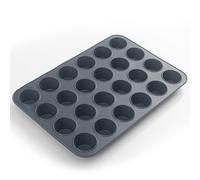 SUPER KITCHEN Mini Molde de Silicona para 24 Magdalenas, Bandejas para Hornear Muffin con Recubrimiento Antiadherente para Muffins, Cupcake, Brownie, Pudín 34 x 23 x 2,5 cm (Gris)
