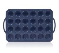 SUPER KITCHEN Pack 2 Moldes Magdalenas 24 Huecos, Silicona con Asas, Estructura Metálica Estable, Fácil Limpieza, Libre de BPA, Cupcake, Brownie, Gris