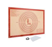 SUPER KITCHEN Tapete de Silicona Antiadherente para Pastelería con Cortador de Masa, Esistentes al Calor Tapetes para Amasar y Hornear, Bandeja Pasta, Fondant, Para Pan, Pizza Horno (60x40 cm, Rojo)