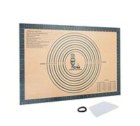 SUPER KITCHEN Tapete de Silicona Antiadherente para Pastelería con Cortador de Masa, Esistentes al Calor Tapetes para Amasar y Hornear, Bandeja Pizza Horno, Para Pan, Pasta, Fondant (60x40 cm, Gris)