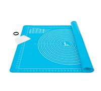 SUPER KITCHEN Tapete de Silicona para Hornear con Cortador de Masa, Tapete de Antiadherente para Amasar, Estera de Antideslizante Pastelería, Tapete para Fondant, Pizza, Pasta, Galleta (Azúl, 71x51cm)