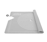 SUPER KITCHEN Tapete de Silicona para Hornear con Cortador de Masa, Tapete de Antiadherente para Amasar, Estera de Antideslizante Pastelería, Tapete para Fondant, Pasta, Pizza, Torta (Gris, 71x51cm)