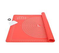 SUPER KITCHEN Tapete de Silicona para Hornear con Cortador de Masa, Tapete de Antiadherente para Amasar, Estera de Antideslizante Pastelería, Tapete para Fondant, Pizza, Galleta, Torta (Rojo, 71x51cm)
